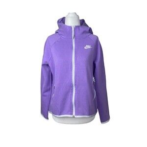 Nike Tech Zip Up Sweater Womens Small Purple Cape Hoodie Swoosh Logo Pockets